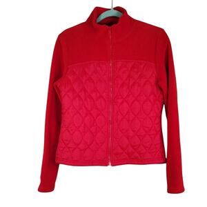 Moda International Fleece Winter Outdoor Bold Red Quilted Women's Medium Jacket
